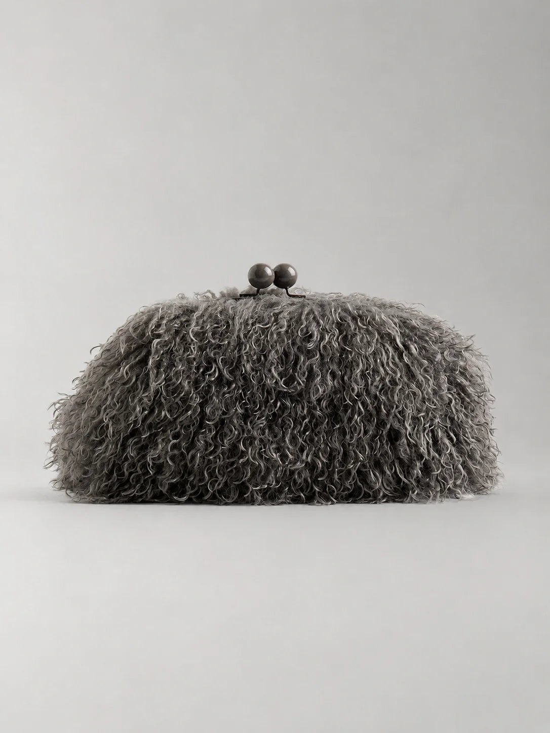 Clutch Bag Plush Fur Texture Secure Clasp Closure
