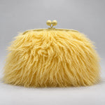 Clutch Bag Plush Fur Texture Secure Clasp Closure