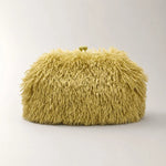 Clutch Bag Plush Fur Texture Secure Clasp Closure