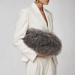 Clutch Bag Plush Fur Texture Secure Clasp Closure