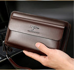 Clutch Wallet Faux Leather Dual Zip 14 Card Slots