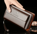 Clutch Wallet Faux Leather Dual Zip 14 Card Slots