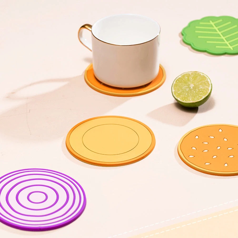 Coaster Set Burger Stack Design Non-Slip Set of 8