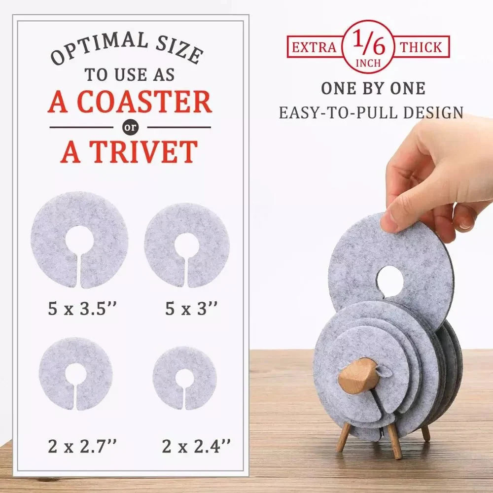 Coaster Set Felt Non-Slip Heat-Resistant