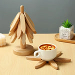 Coaster Set Tree-Shaped Heat-Resistant Wood