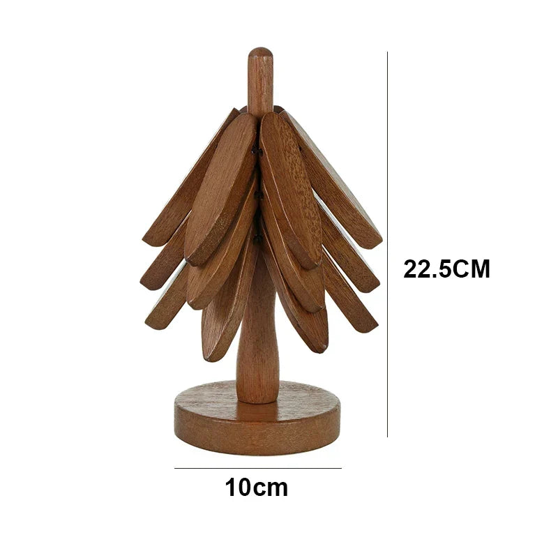 Coaster Set Tree-Shaped Heat-Resistant Wood