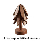 Coaster Set Tree-Shaped Heat-Resistant Wood