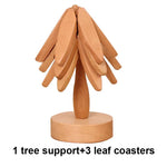 Coaster Set Tree-Shaped Heat-Resistant Wood