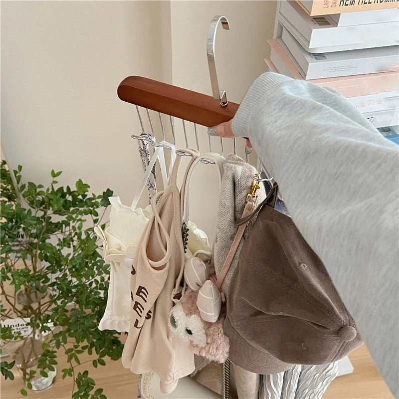 Coat Rack Stainless Steel Non-Slip Hooks 10 Garment Capacity