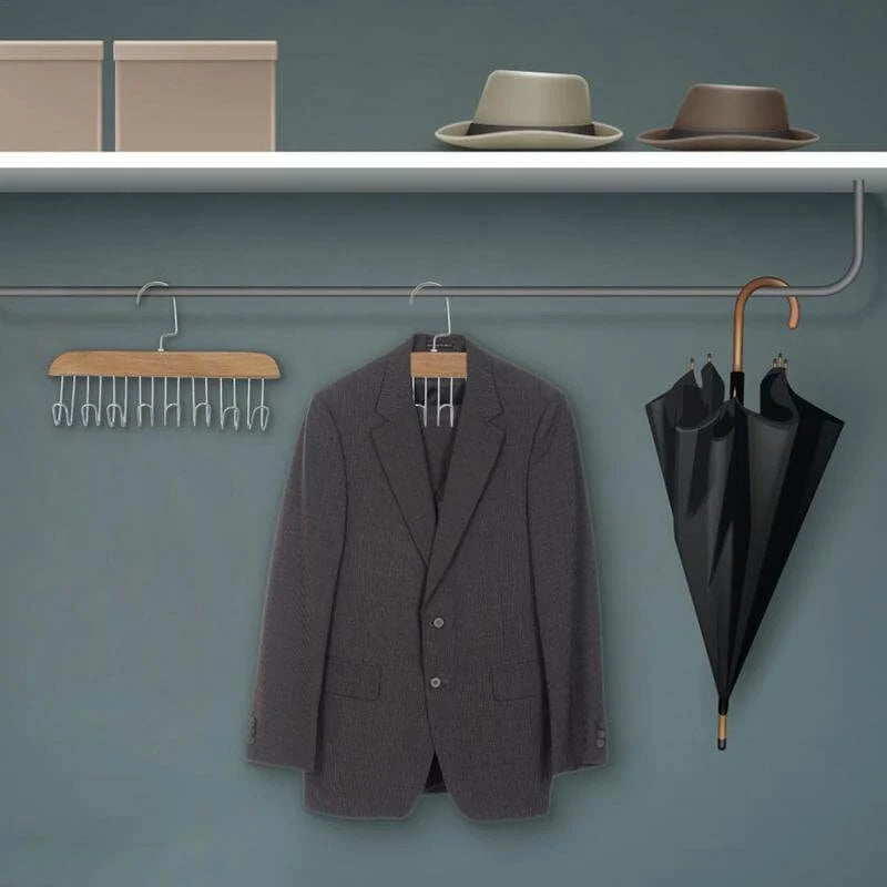 Coat Rack Stainless Steel Non-Slip Hooks 10 Garment Capacity