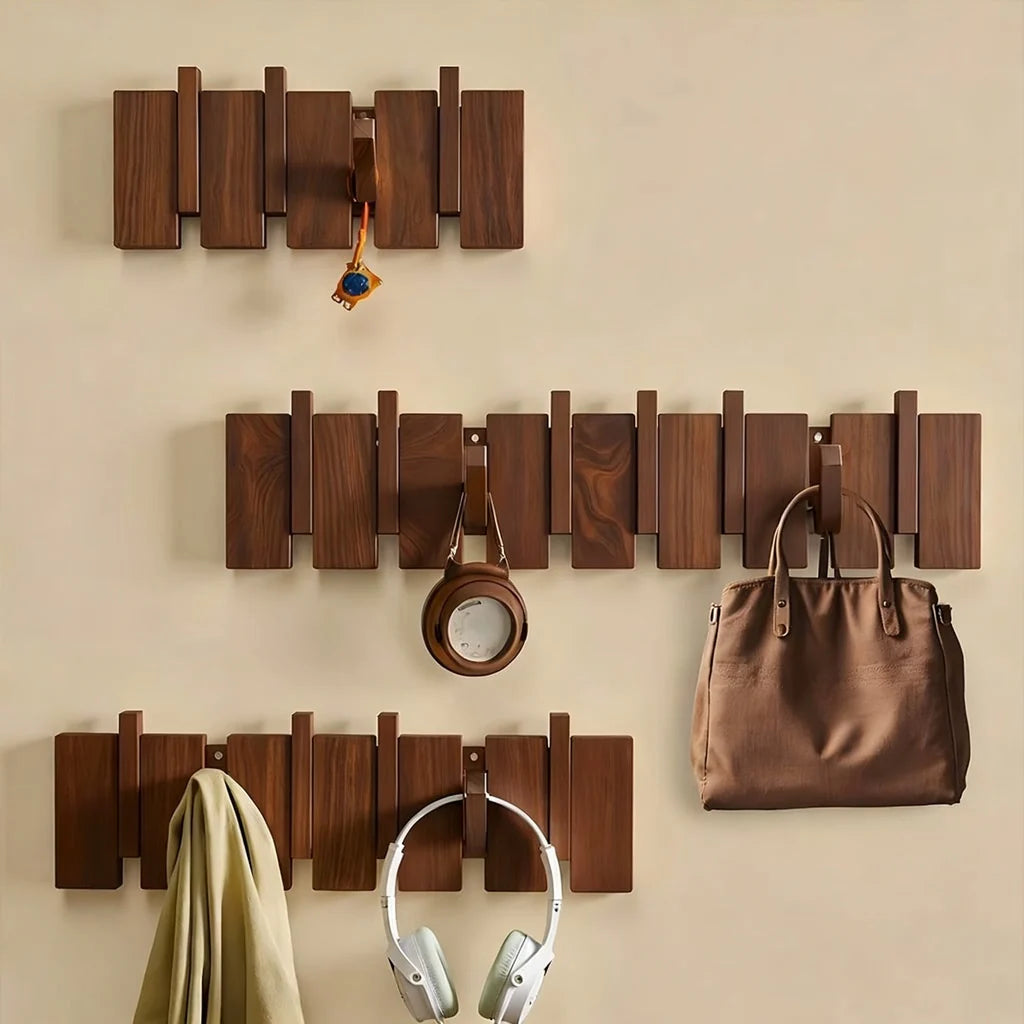 Coat Rack Wall-Mounted Beech Wood 3–12 Hooks