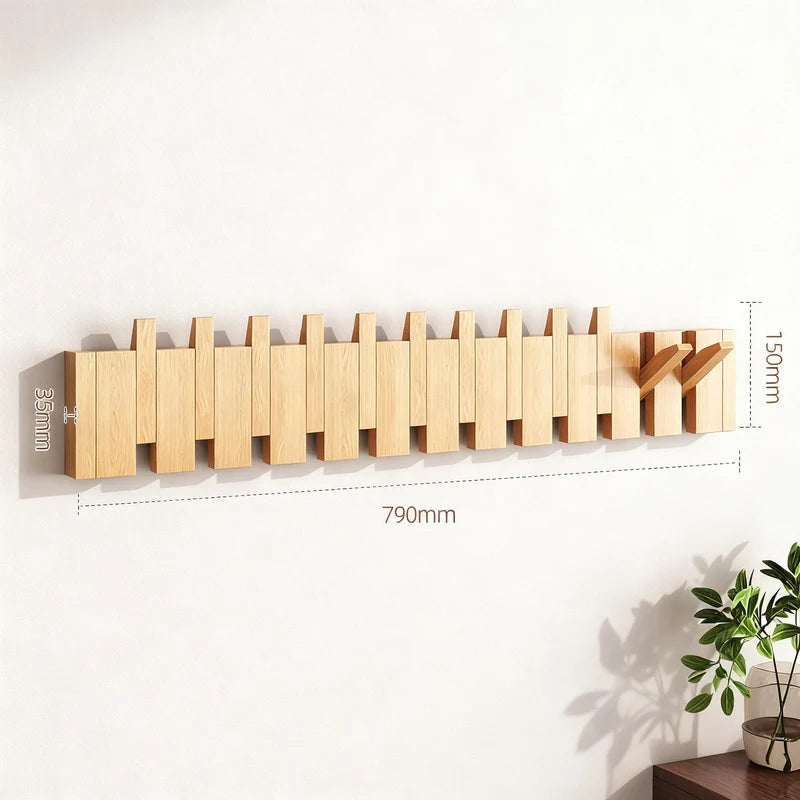 Coat Rack Wall-Mounted Beech Wood 3–12 Hooks