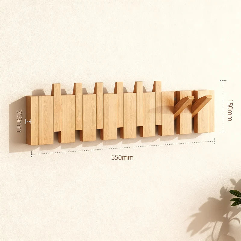 Coat Rack Wall-Mounted Beech Wood 3–12 Hooks