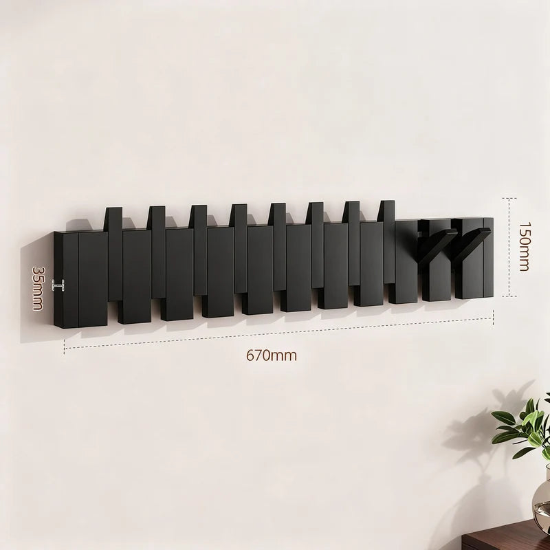 Coat Rack Wall-Mounted Beech Wood 3–12 Hooks