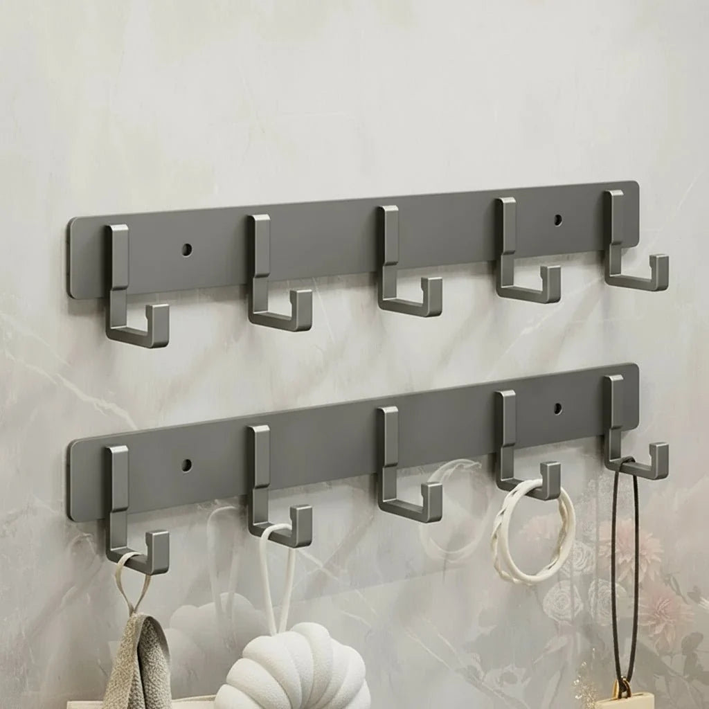 Coat Rack Wall-Mounted Metal Multiple Hooks Space-Saving