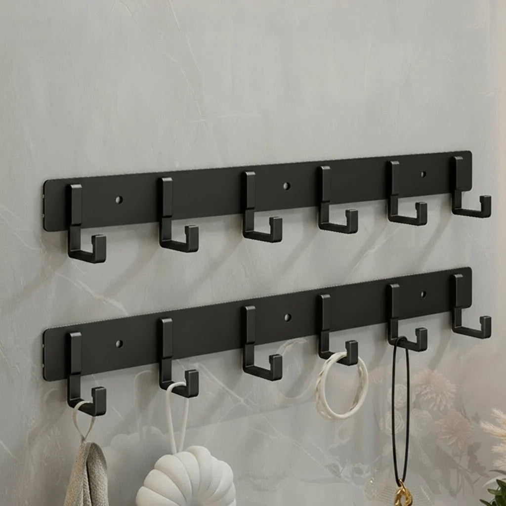 Coat Rack Wall-Mounted Metal Multiple Hooks Space-Saving