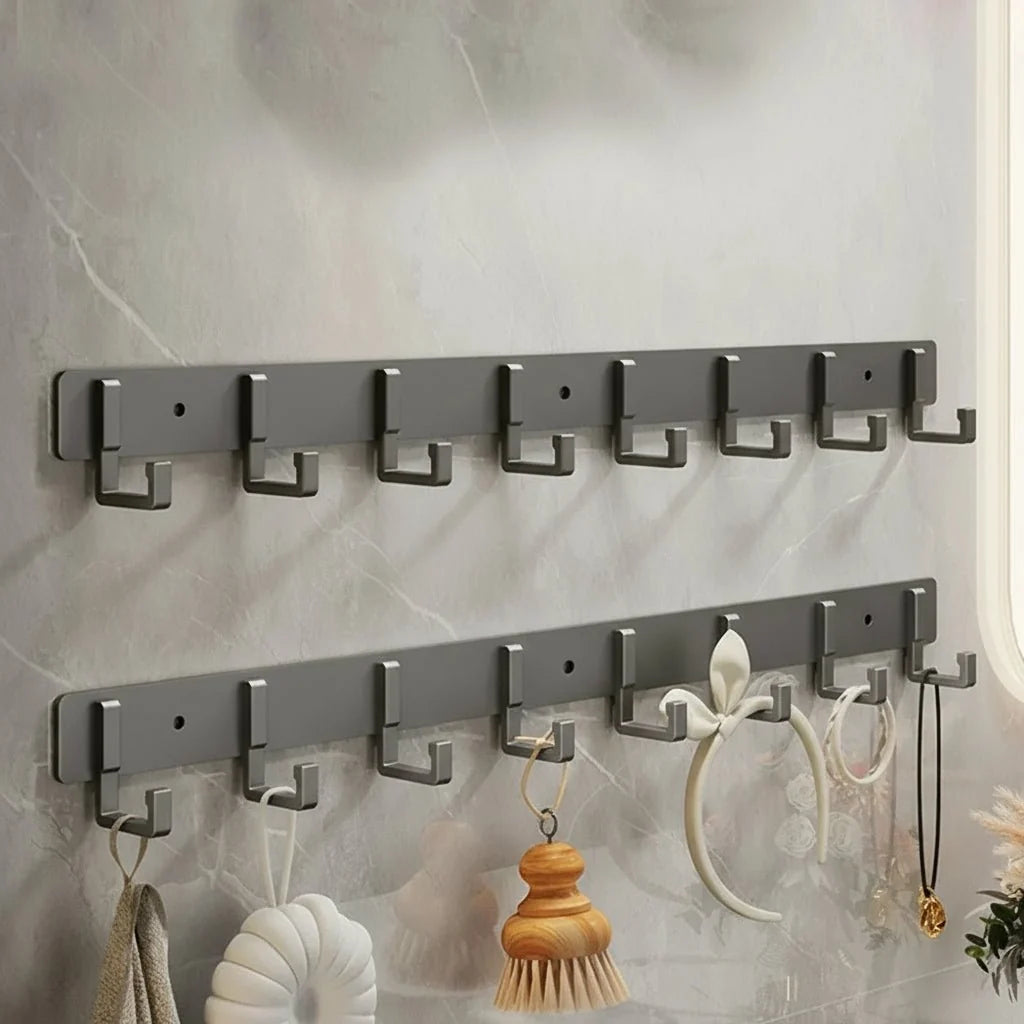 Coat Rack Wall-Mounted Metal Multiple Hooks Space-Saving