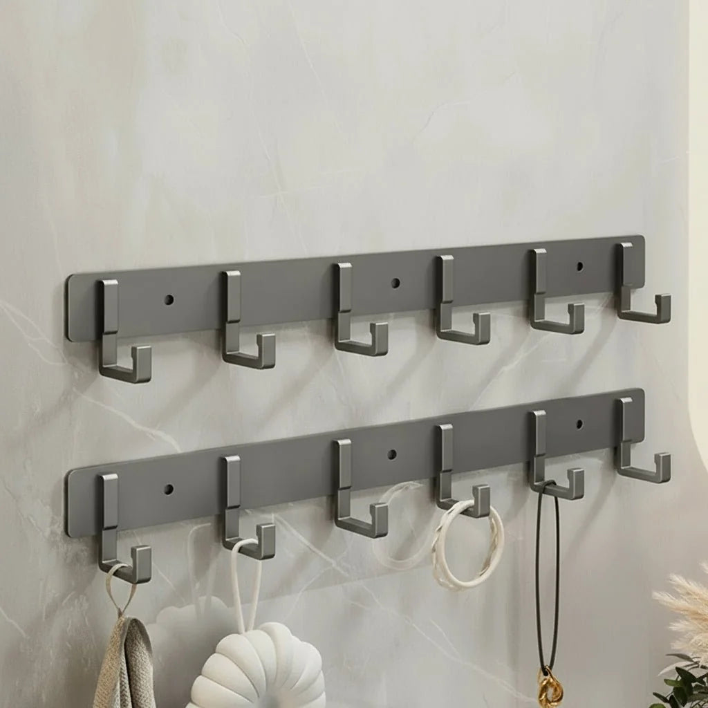Coat Rack Wall-Mounted Metal Multiple Hooks Space-Saving