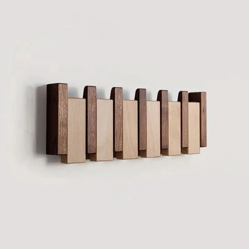 Coat Rack Wooden Fold-Away Hooks Wall-Mounted