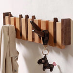 Coat Rack Wooden Fold-Away Hooks Wall-Mounted