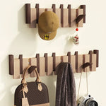Coat Rack Wooden Fold-Away Hooks Wall-Mounted