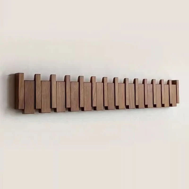 Coat Rack Wooden Fold-Away Hooks Wall-Mounted