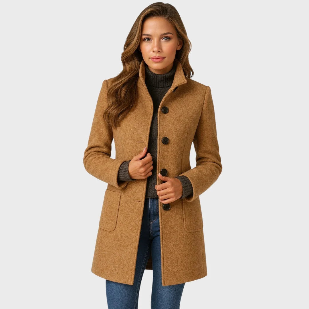 Coat Tailored Fit Button Closure Warm Fabric