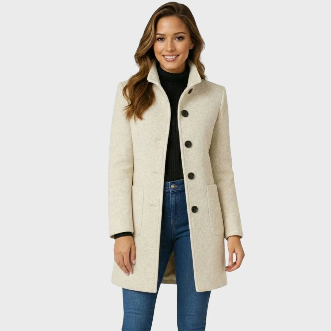 Coat Tailored Fit Button Closure Warm Fabric