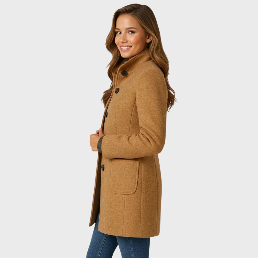 Coat Tailored Fit Button Closure Warm Fabric
