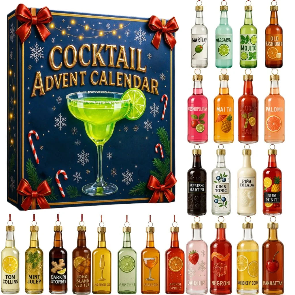 Cocktail Advent Calendar 24 Mini Craft Cocktails Tree Ornament Bottles