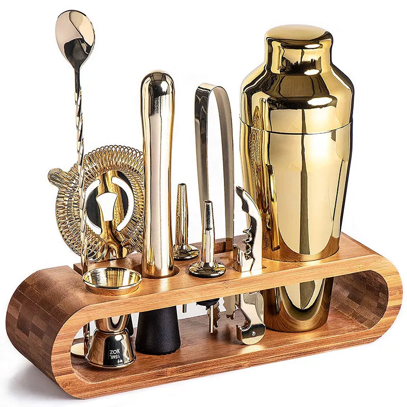 Cocktail Bar Tool Set Stainless Steel 10-Piece With Storage Stand