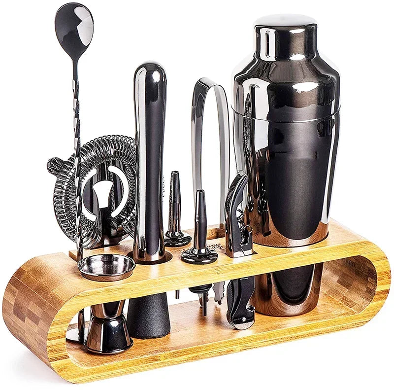 Cocktail Bar Tool Set Stainless Steel 10-Piece With Storage Stand