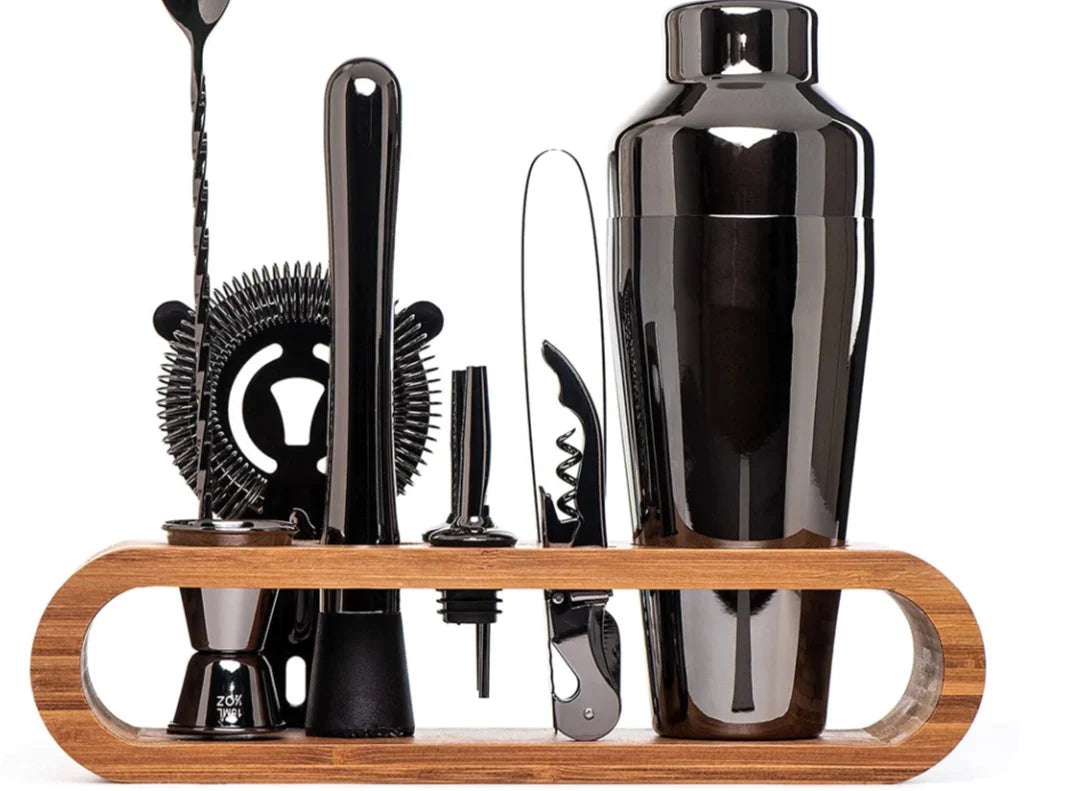 Cocktail Bar Tool Set Stainless Steel 10-Piece With Storage Stand