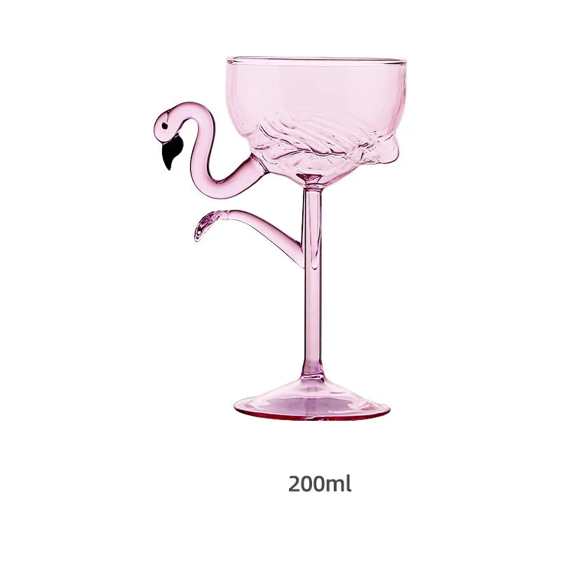 Cocktail Glass Flamingo Stem Clear Glass