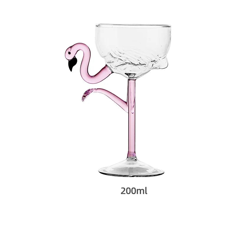 Cocktail Glass Flamingo Stem Clear Glass