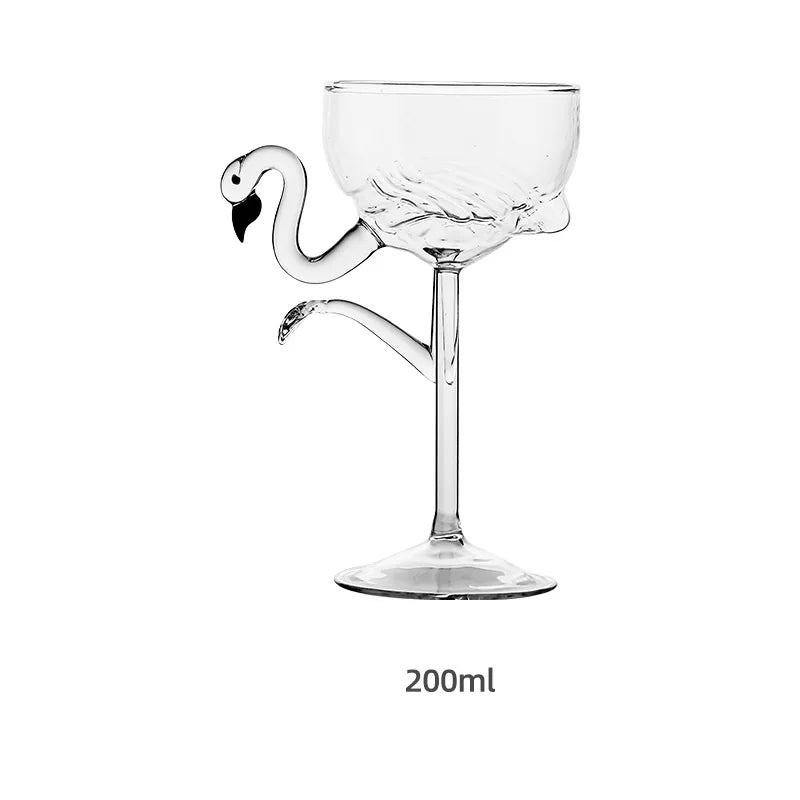 Cocktail Glass Flamingo Stem Clear Glass