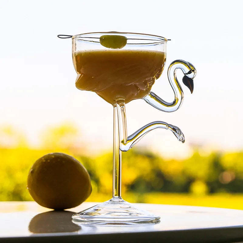 Cocktail Glass Flamingo Stem Clear Glass