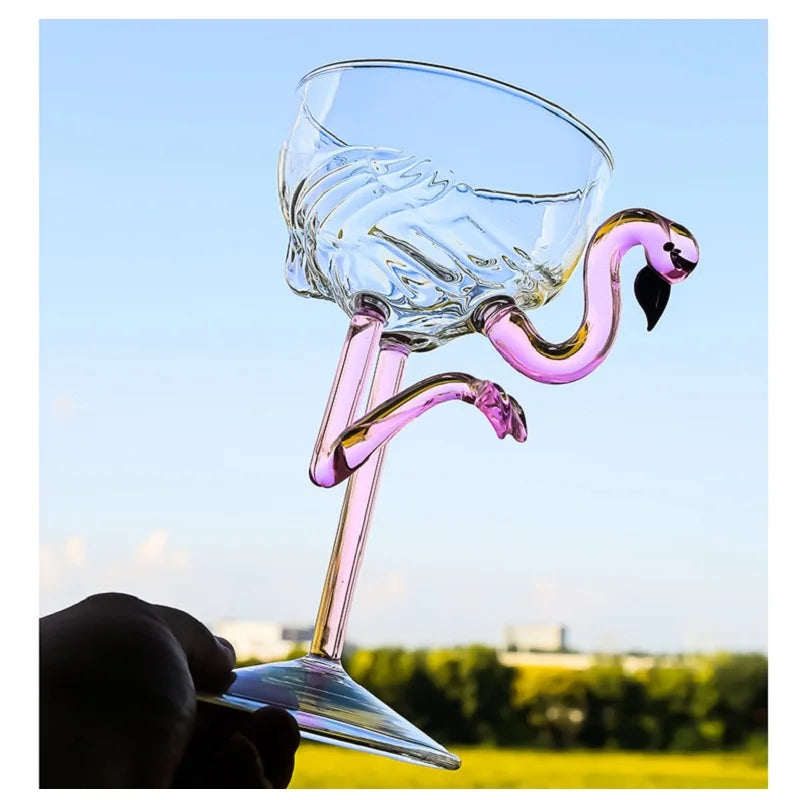 Cocktail Glass Flamingo Stem Clear Glass