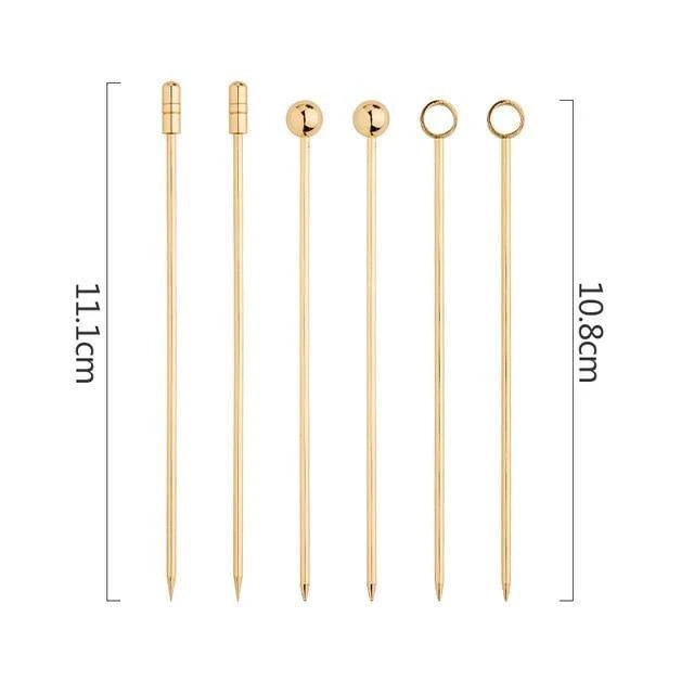 Cocktail Picks Stainless Steel Set of 6