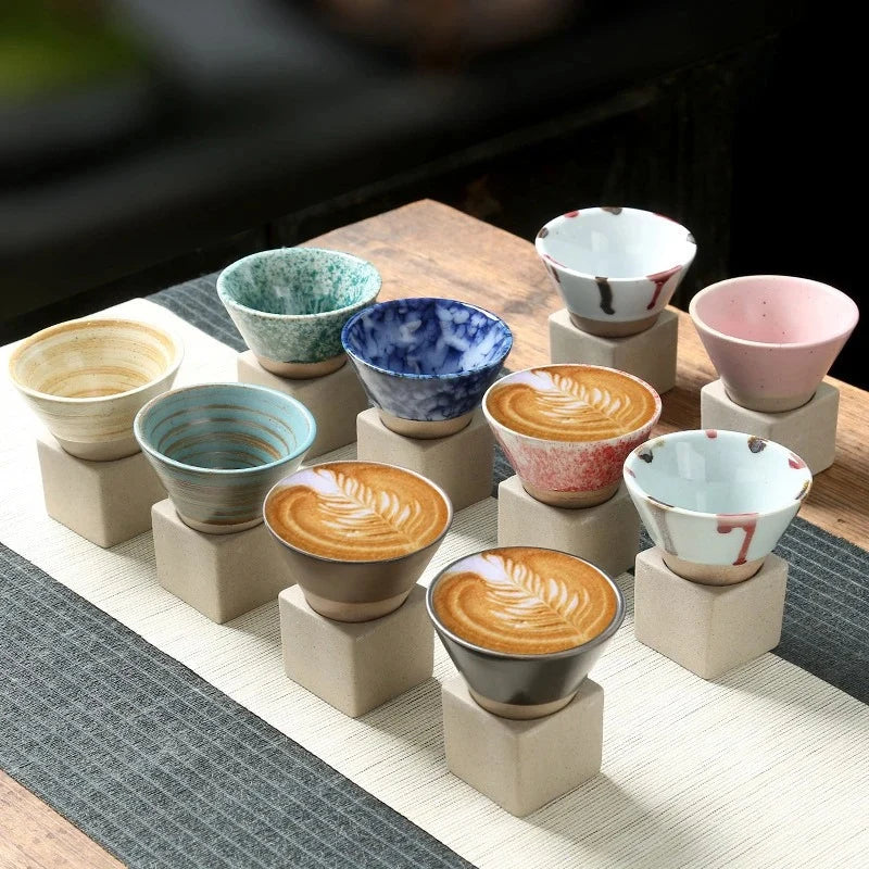 Coffee Cup Set Ceramic 3.4 Oz With Holder