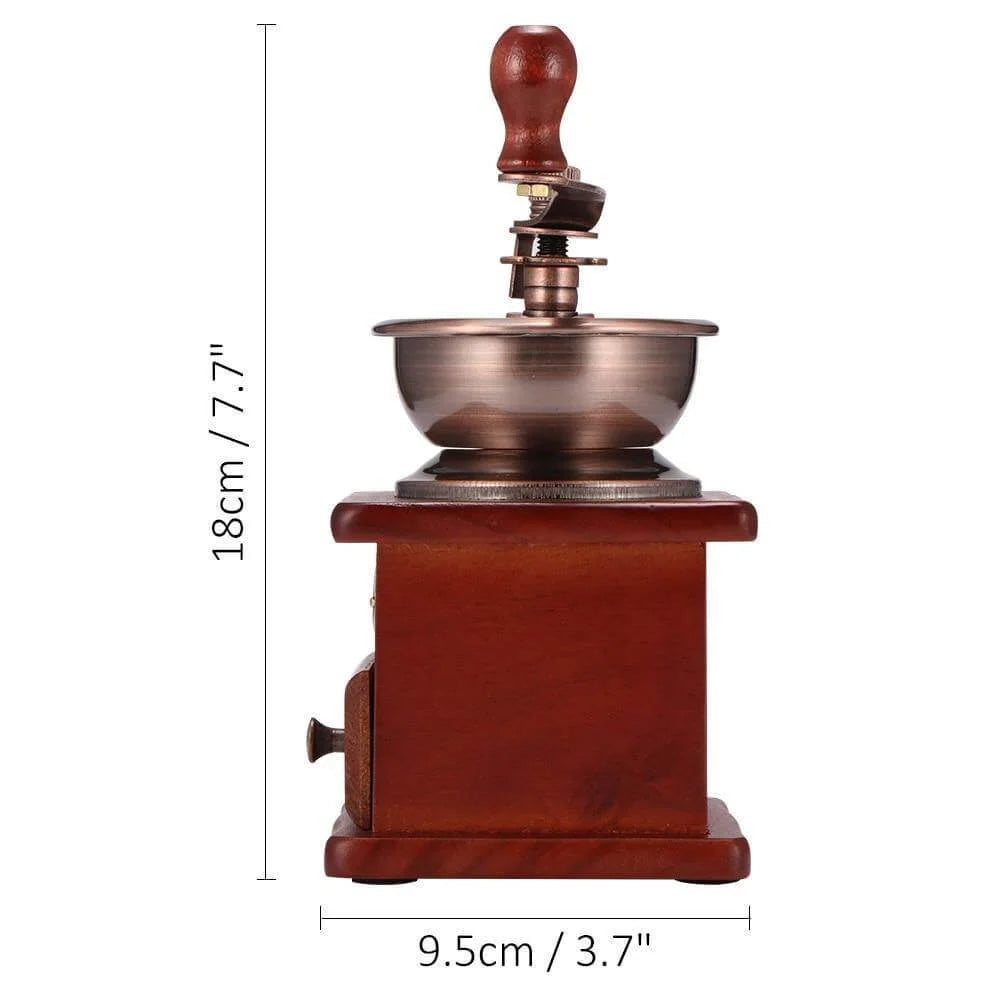 Coffee Grinder Wooden Hand Crank Adjustable Grind
