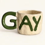 Coffee Mug Ceramic G-Shaped Handle Wordplay Design