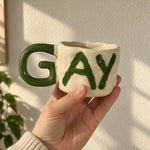 Coffee Mug Ceramic G-Shaped Handle Wordplay Design