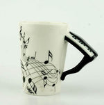 Coffee Mug Ceramic Guitar Design & Musical Notes