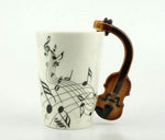 Coffee Mug Ceramic Guitar Design & Musical Notes