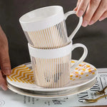 Coffee Mug Ceramic Stainless Steel Reflective Design 10.1 Oz