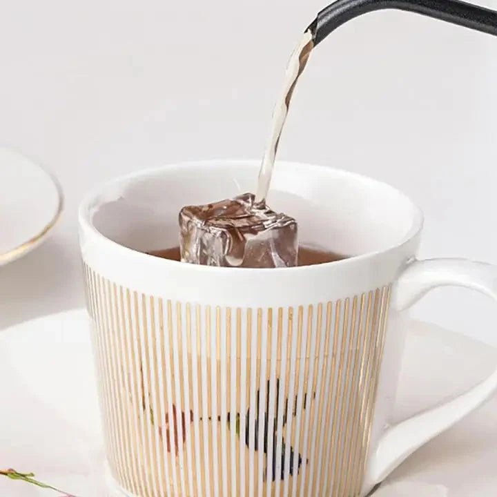 Coffee Mug Ceramic Stainless Steel Reflective Design 10.1 Oz