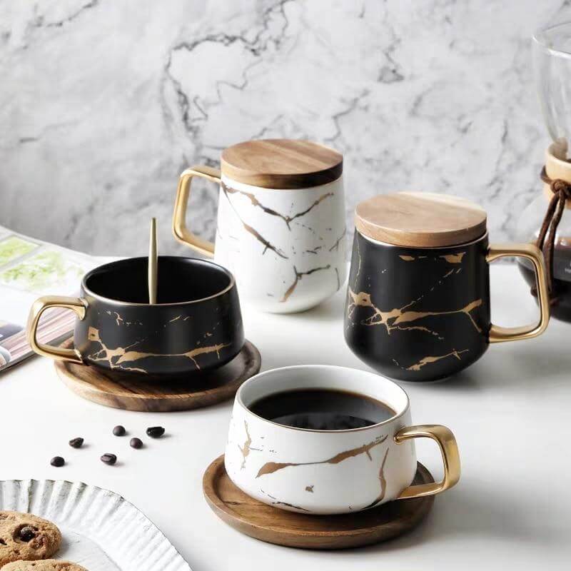 Coffee Mug Ceramic With Lid & Spoon