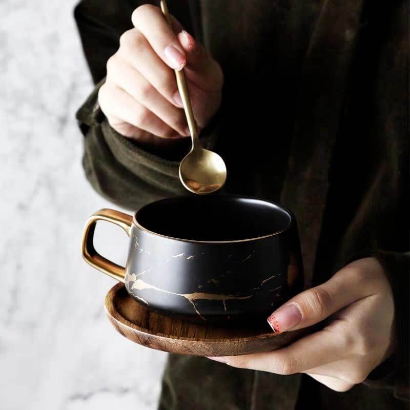 Coffee Mug Ceramic With Lid & Spoon