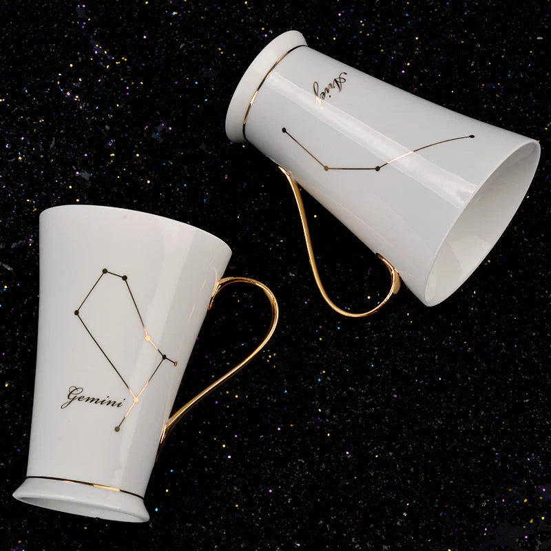 Coffee Mug Ceramic Zodiac Design Spoon Included